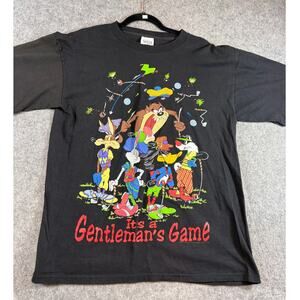 Vintage 90s Looney Tunes Its A Gentleman's Game Shirt Mens Large Black Cartoon